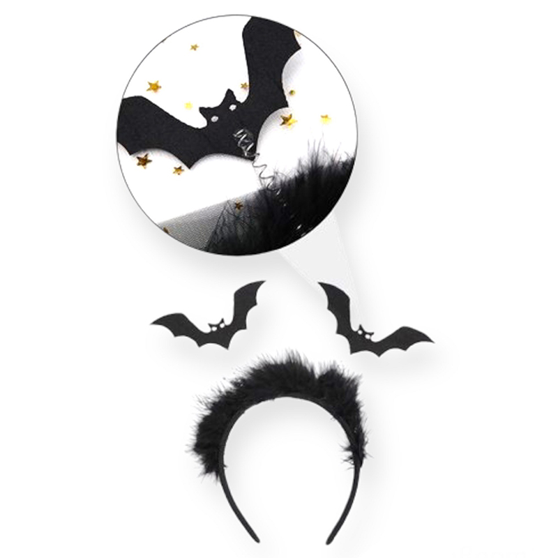 Highland - Halloween Bat Hairband for Kids and Adults - Black
