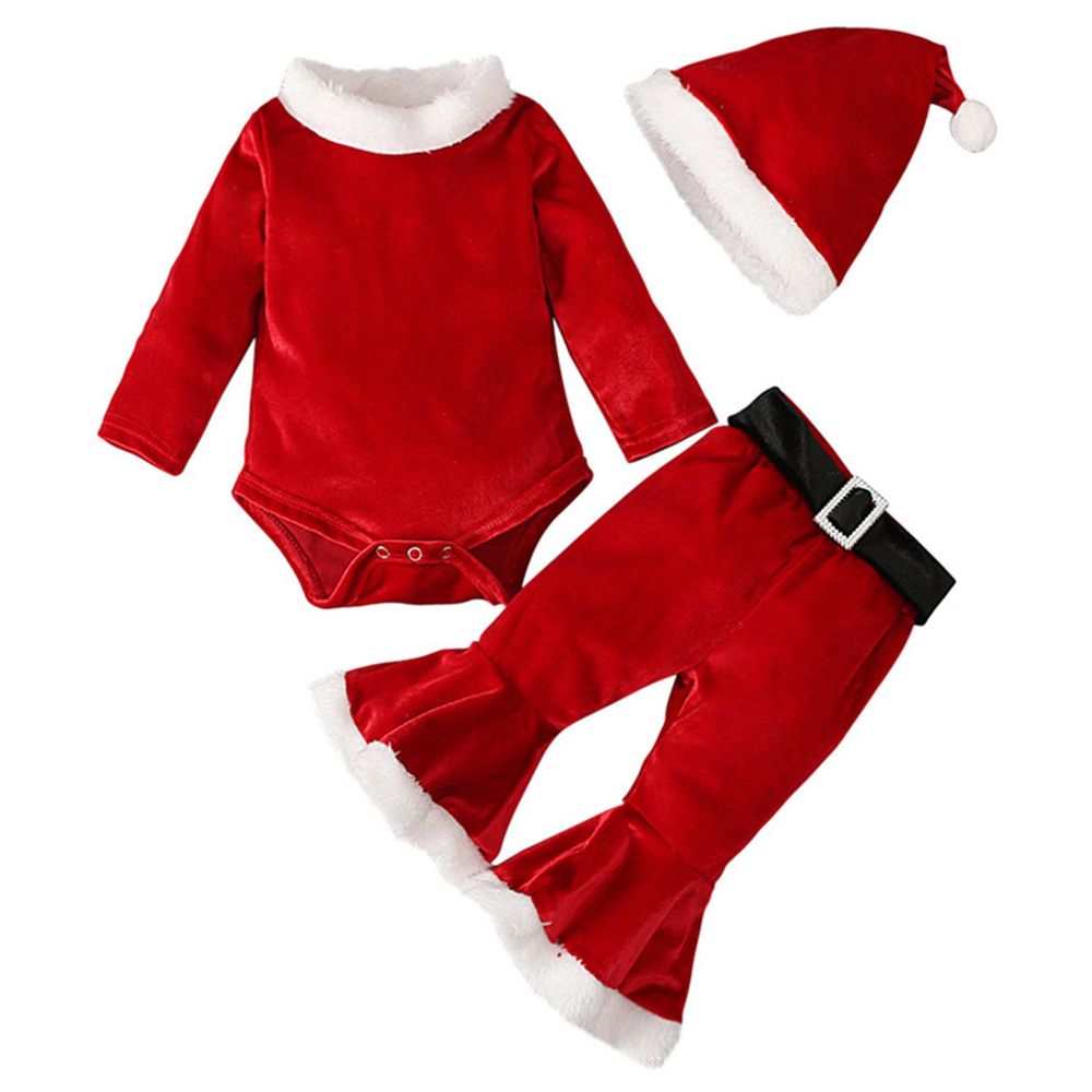 Highland Toddler Girl Christmas Santa Claus Costume - Red - 4 Pcs