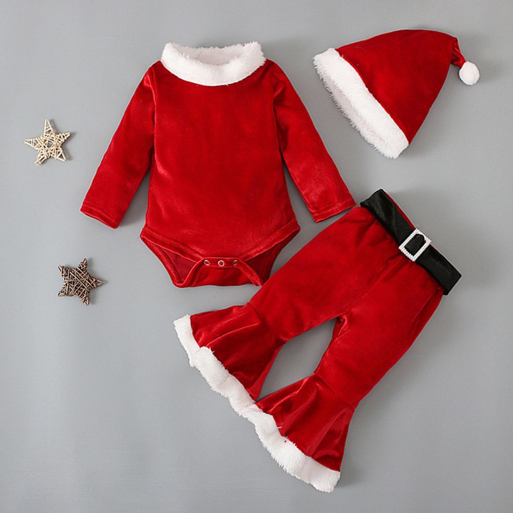 Highland Toddler Girl Christmas Santa Claus Costume - Red - 4 Pcs