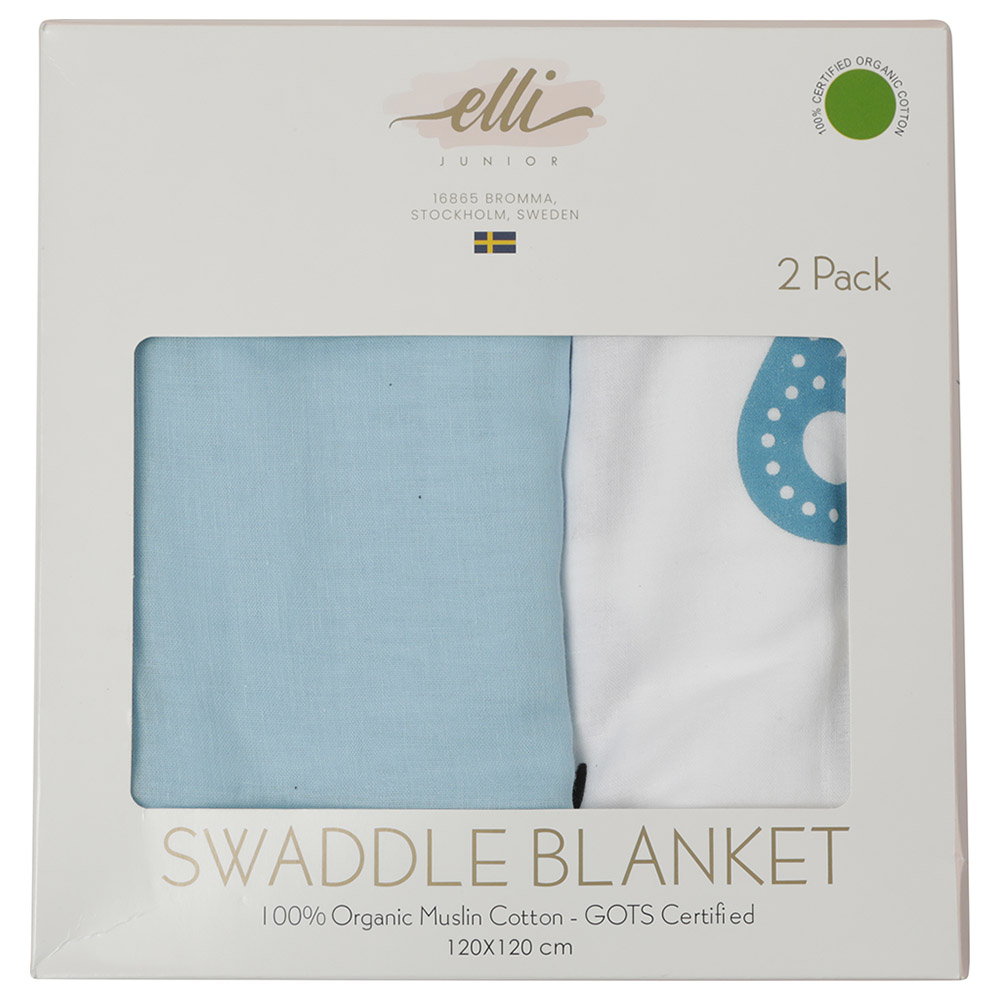 Elli Junior - 100%Cotton Blankets Milestone+Sky Blue 2pc-Set