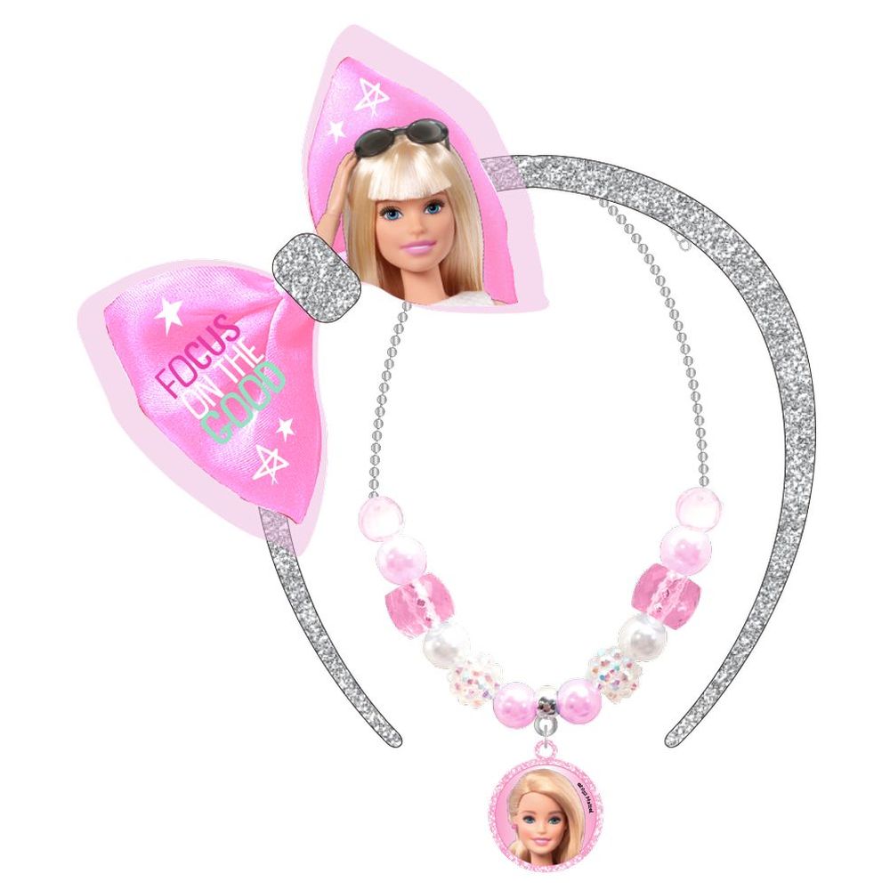 Barbie Girl's Hair Band & Necklace Set