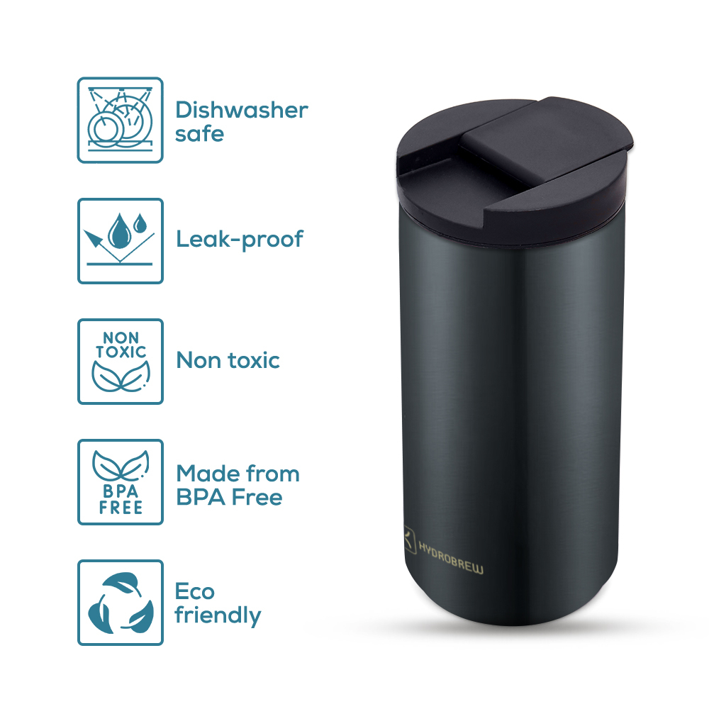 Hydrobrew - Double Wall Insulated Water Bottle 400ml - Black