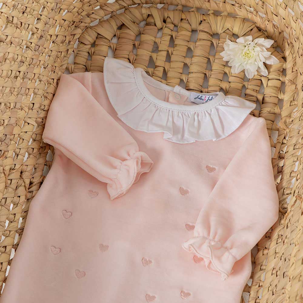 Jules & Juliette Hearty Baby Footed Sleepsuit - Light Pink