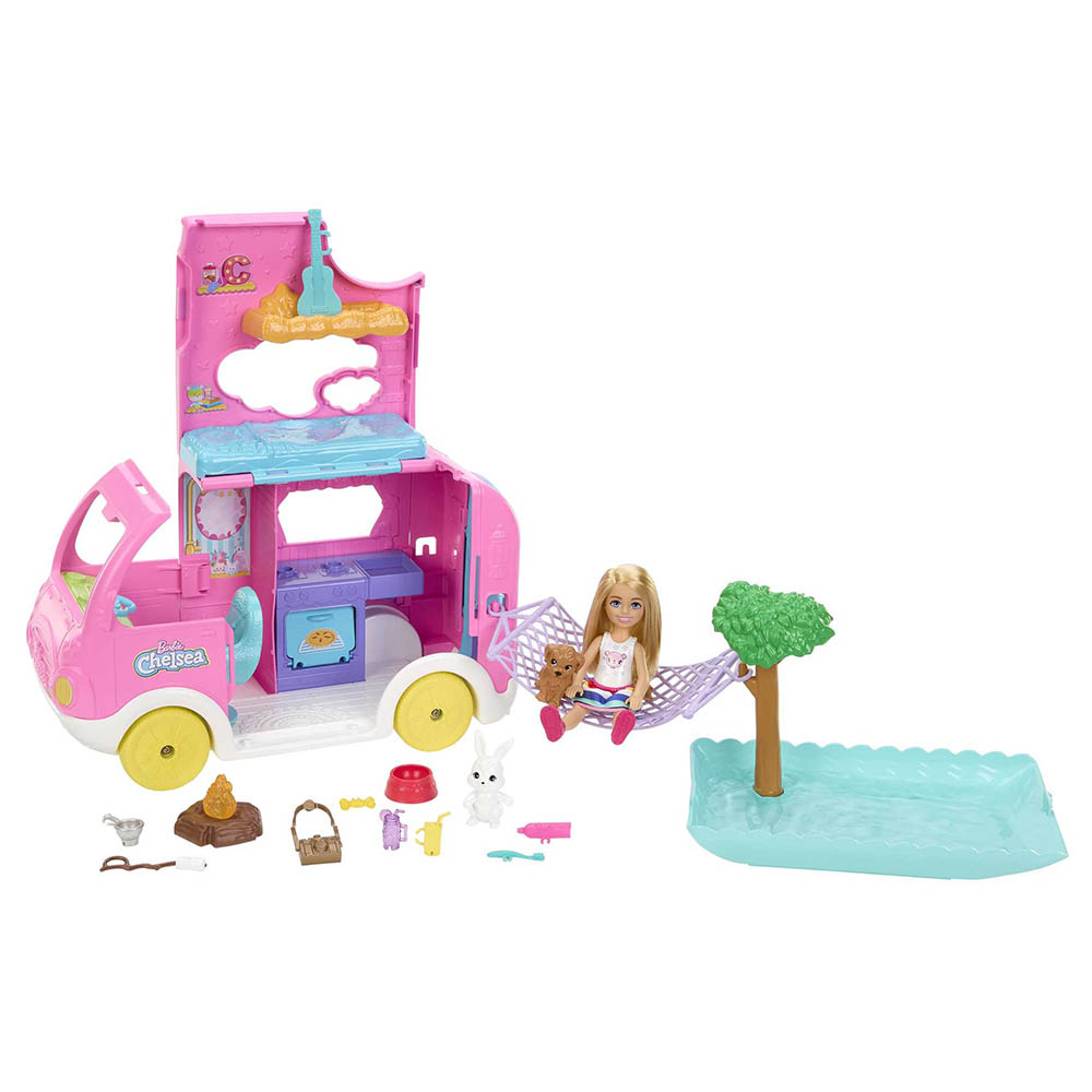 Mattel Games - Barbie Club Chelsea Camper Refresh Playset - 16pcs