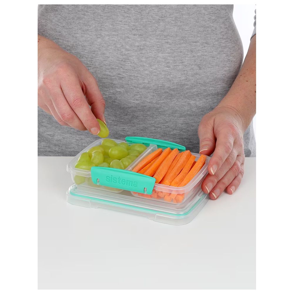 Sistema - Small Split 2 Compartment Lunchbox - 350ml - Green