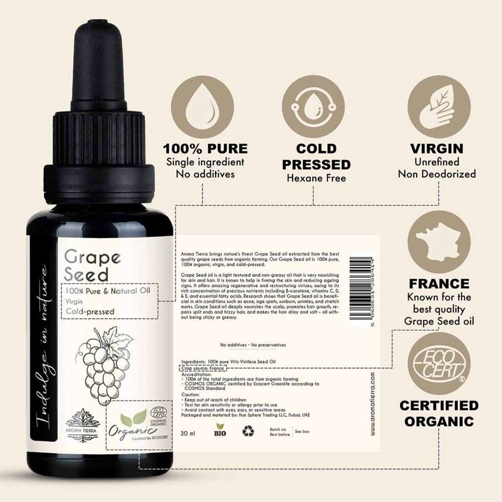 Aroma Tierra - Organic Grape Seed Oil - 30ml
