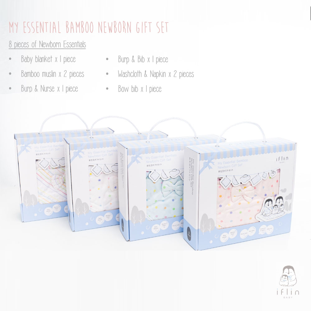 Iflin Baby - My Essential Bamboo Newborn Gift Set - Playful Space - 8pcs