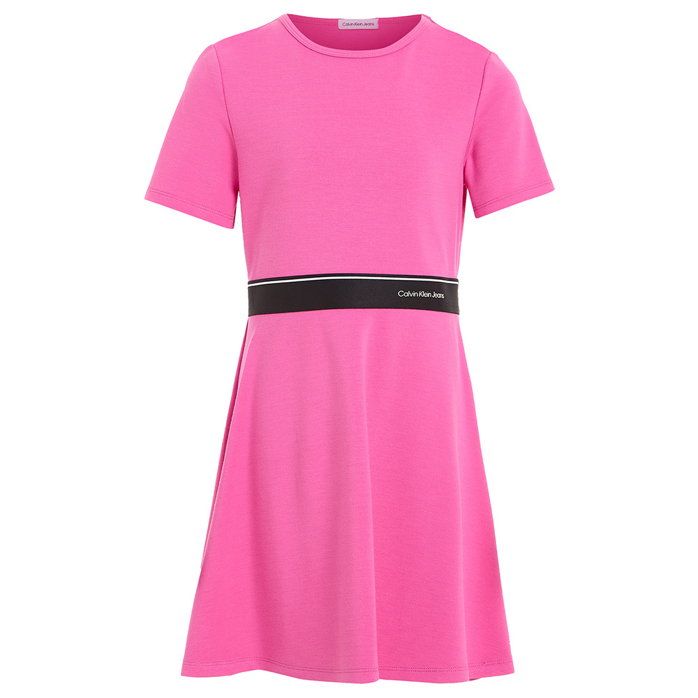 Calvin Klein Punto Logo Tape Short Sleeve Dress - Pink