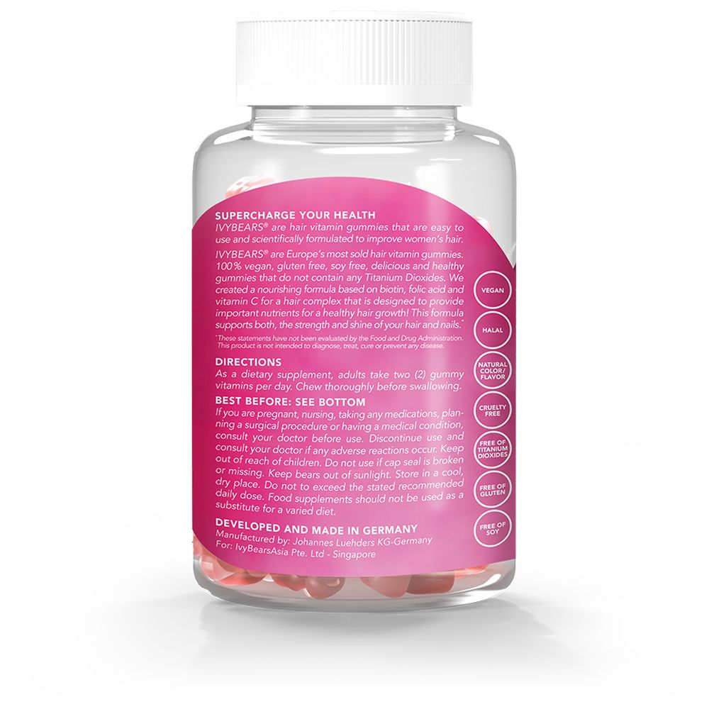 IvyBears - Women's Hair Biotin Vitamin Gummies - 60 Pcs