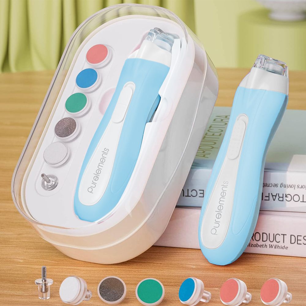 EN: Purelements - Electric Baby Nail Trimmer & USB Rechargeable Grooming Kit – Blue