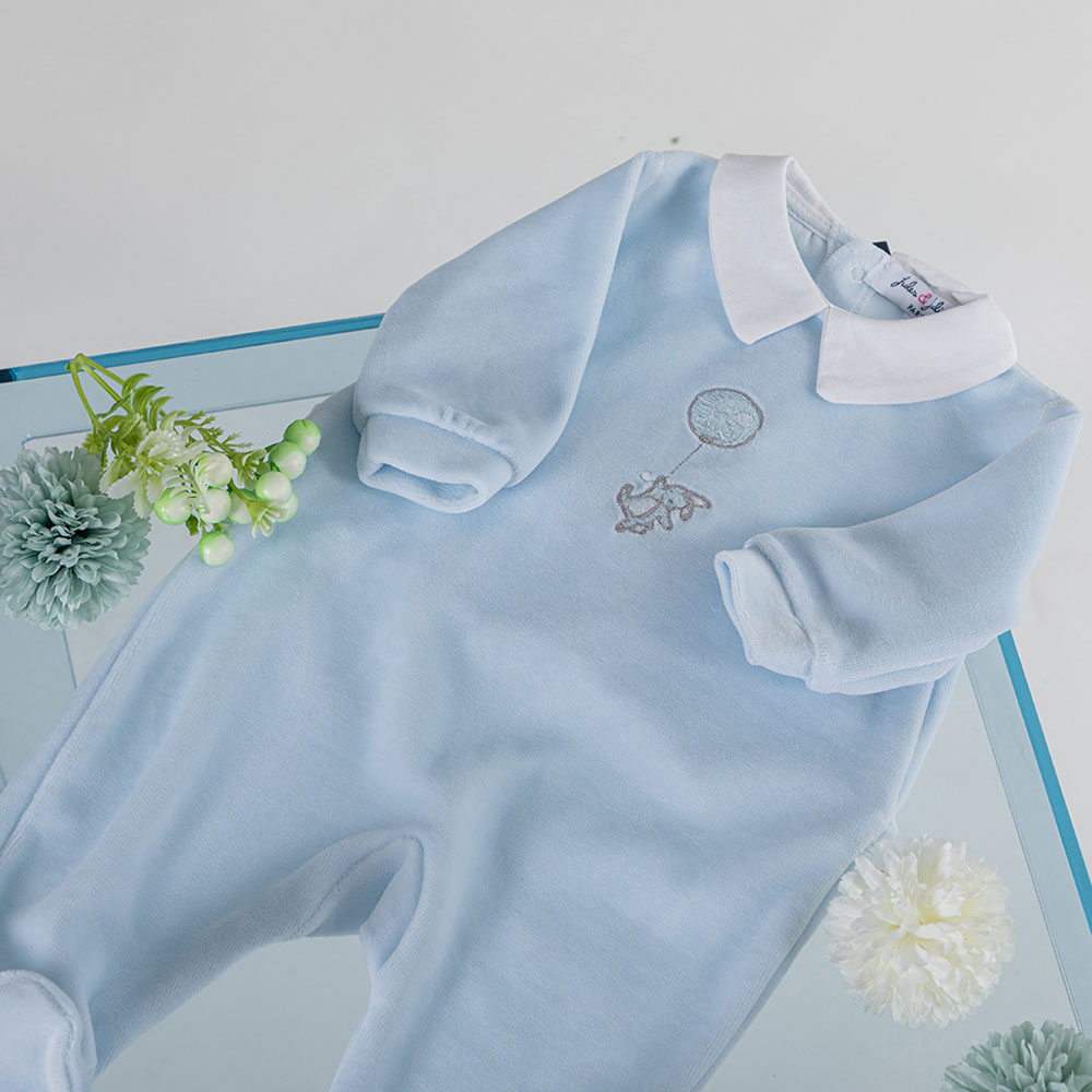 Jules & Juliette Jolly Baby Footed Sleepsuit Sky - Blue