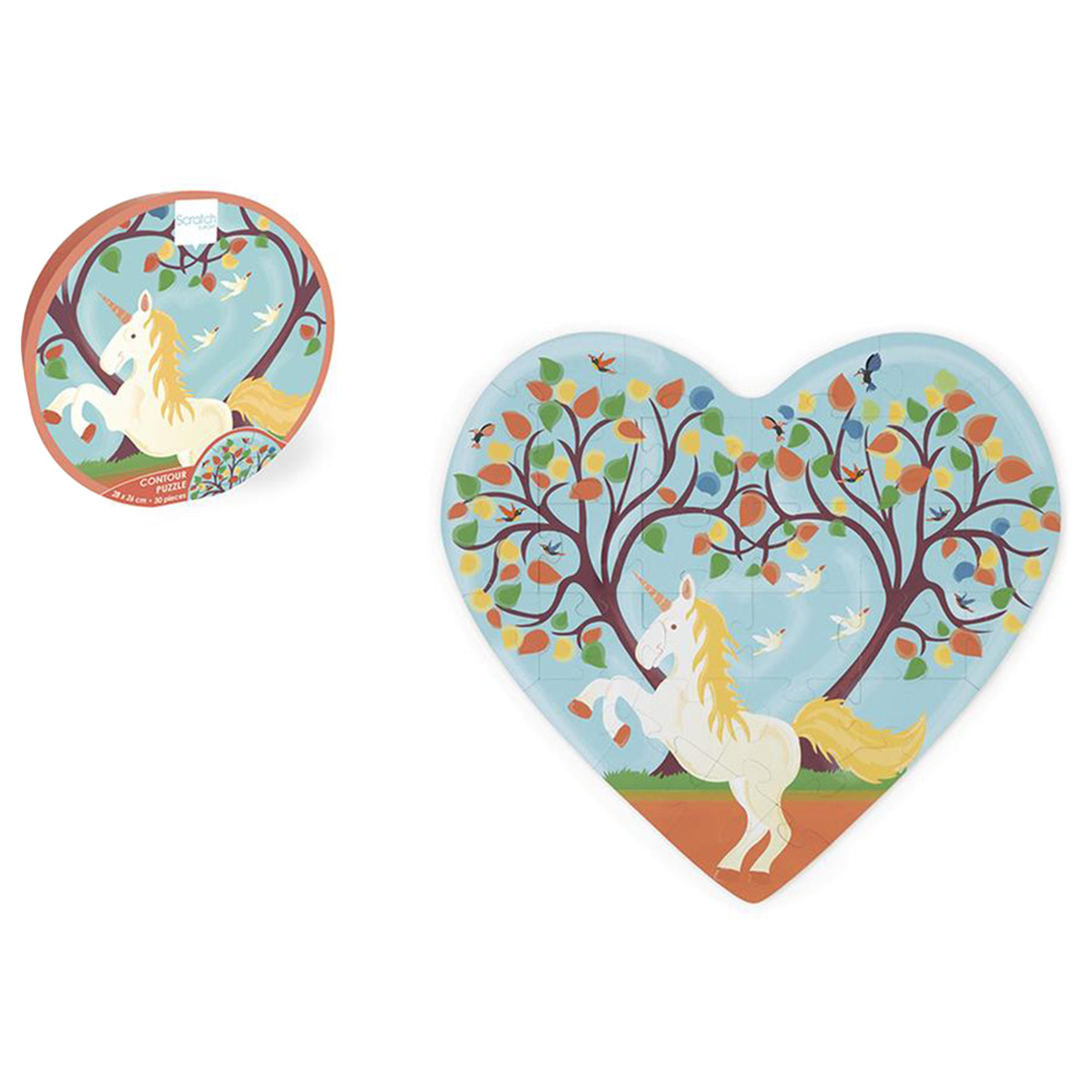 Scratch Europe - Heart With Unicorn Contour Puzzle - 30pcs