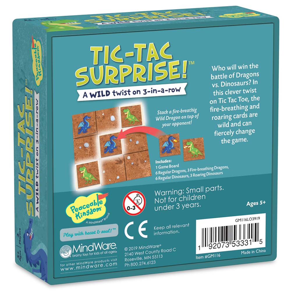 Peaceable Kingdom - Tic-Tac Surprise! Board Game - Dinos & Dragons