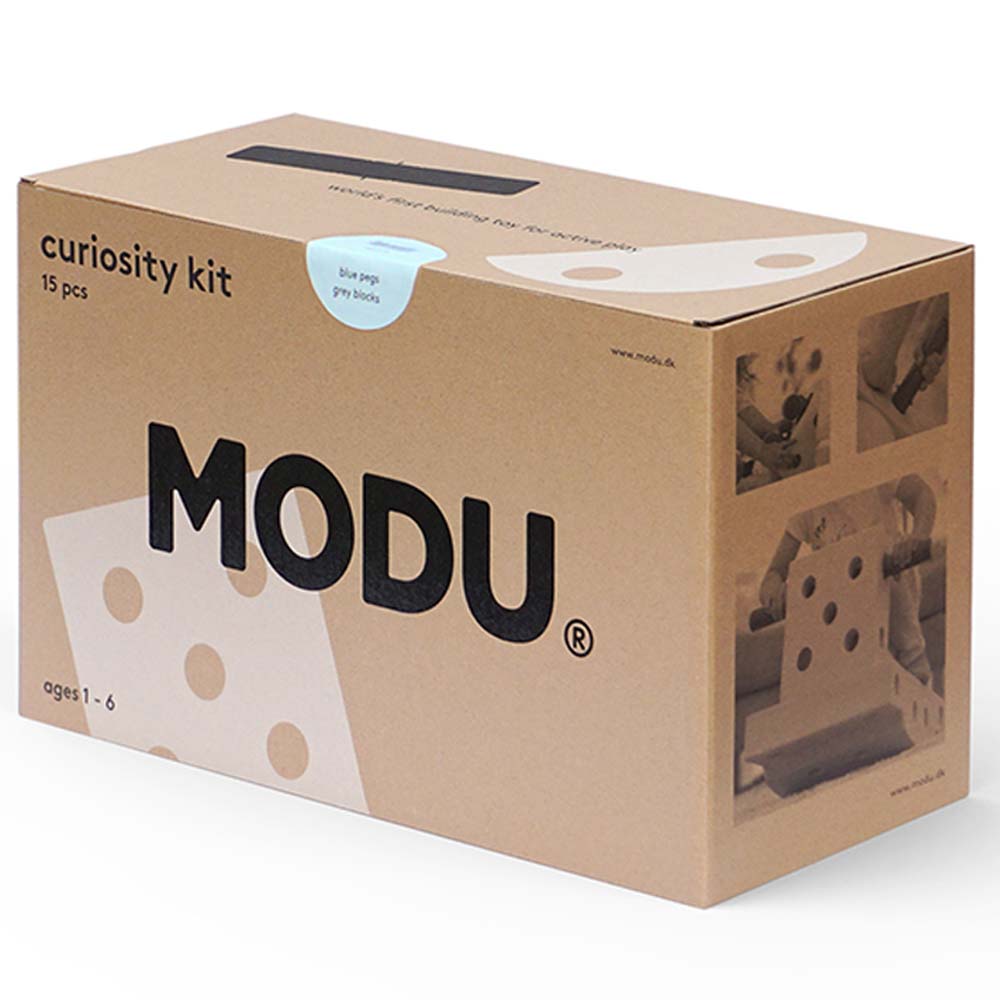 MODU - Curiosity Kit - Blue Pegs & Grey Blocks - 15pcs