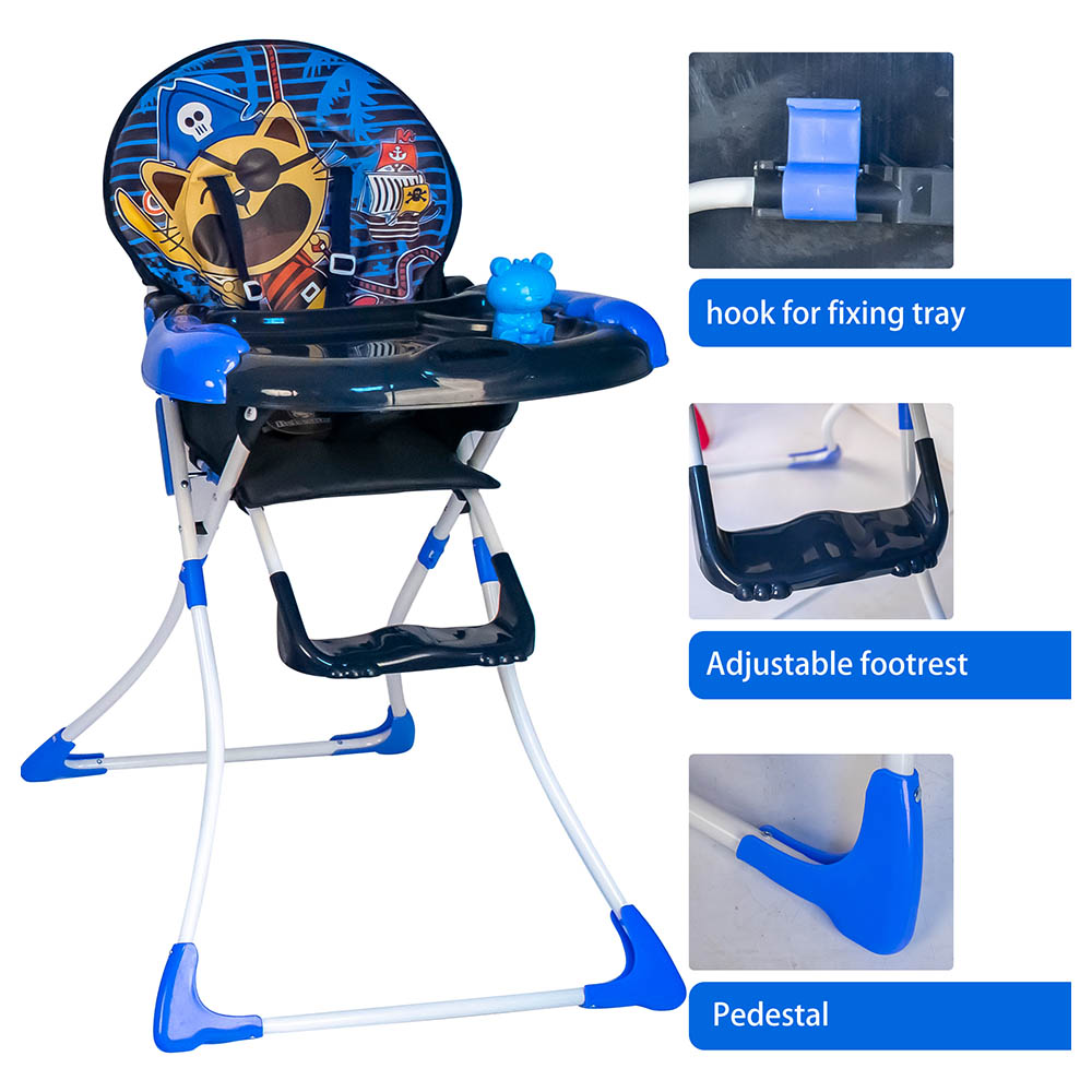 Bebesitos Portable Baby Highchair With Large Food Tray And Music Toy - Blue