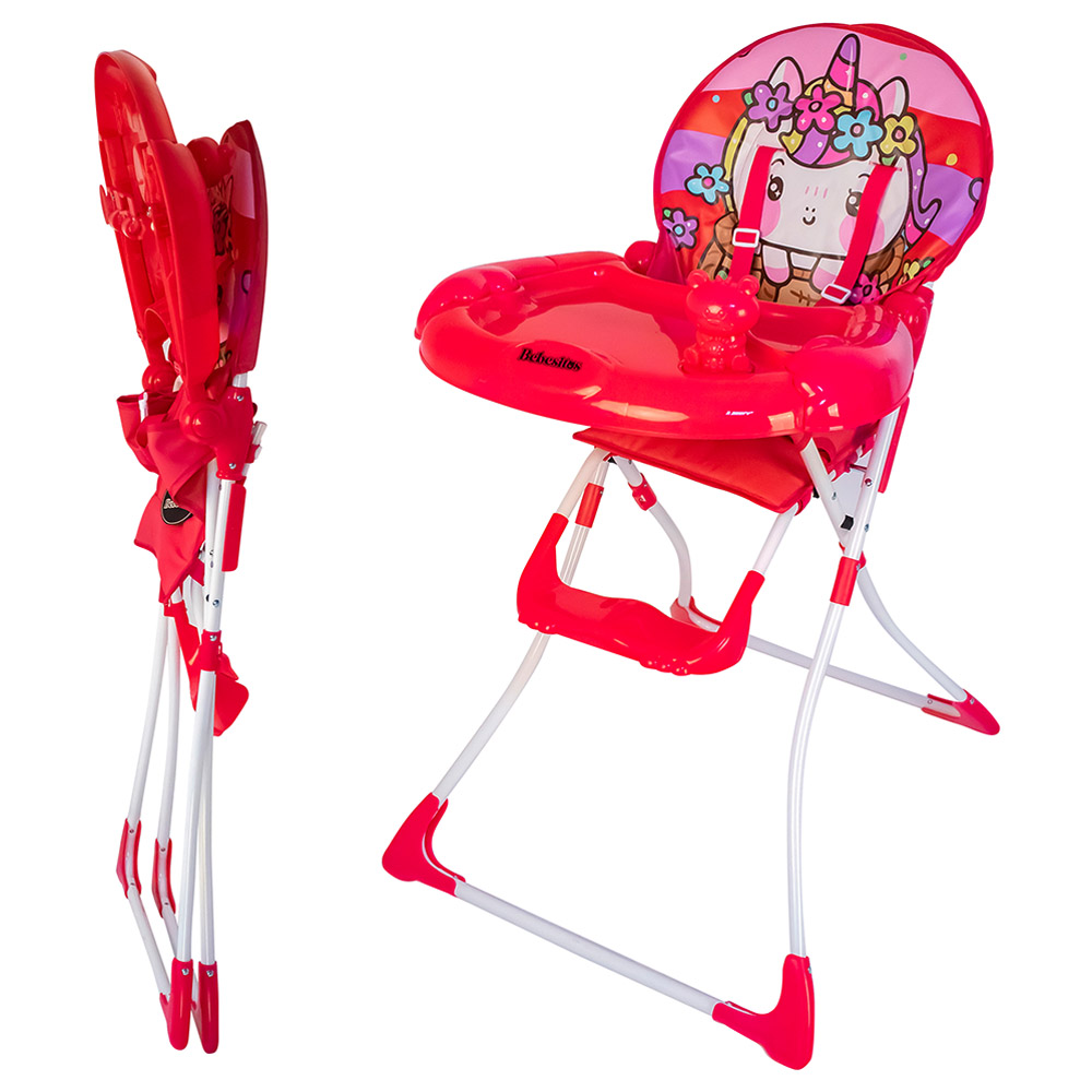 Bebesitos Portable Baby Highchair With Large Food Tray And Music Toy - Pink