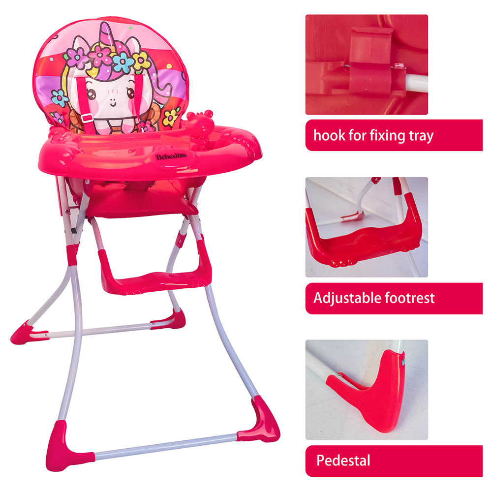 Bebesitos Portable Baby Highchair With Large Food Tray And Music Toy - Pink