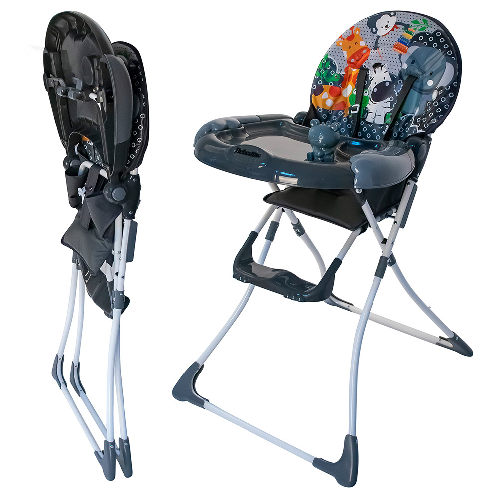 Bebesitos Portable Baby Highchair With Large Food Tray And Music Toy - Grey