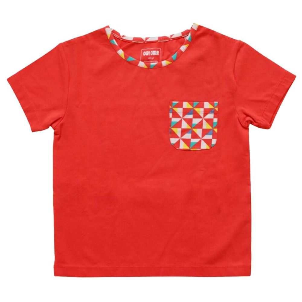 Ola Otter Round Neck T-Shirt with Pocket Pinwheel Parade