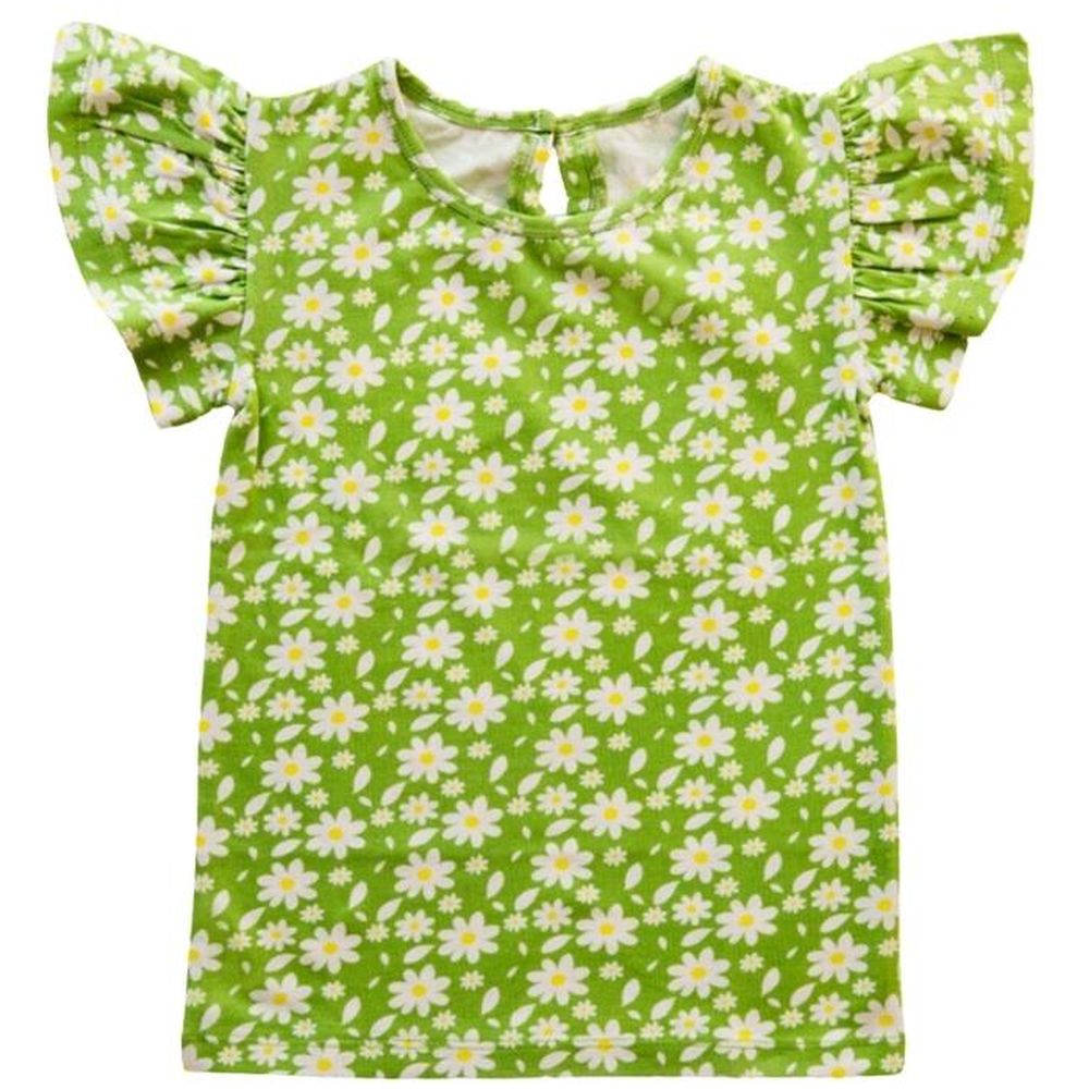Ola Otter Girl's Flutter Sleeve Top Breezy Daisy