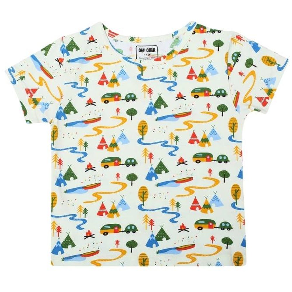 Ola Otter Oversized Round Neck Printed T-Shirt Happy Camping
