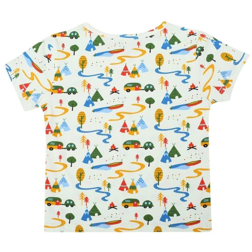 Ola Otter Oversized Round Neck Printed T-Shirt Happy Camping