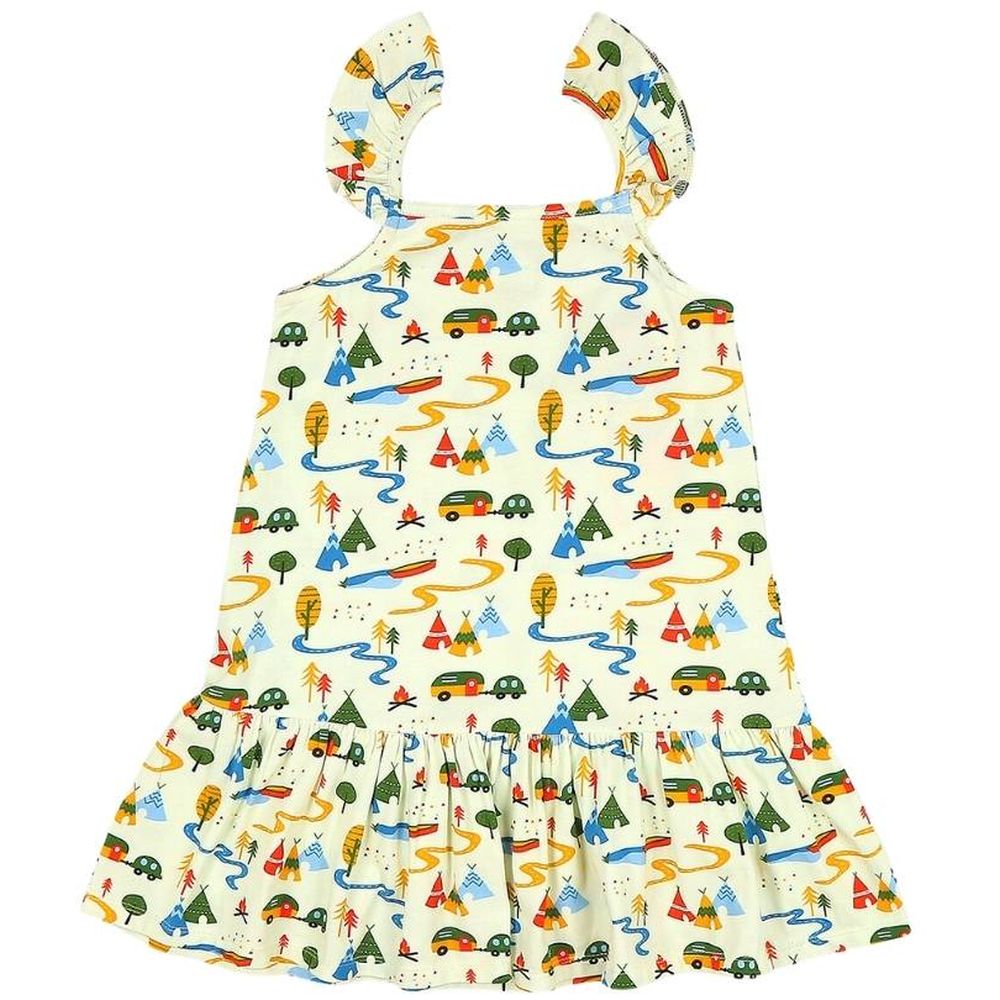 Ola Otter Printed Strap Dress Happy Camping