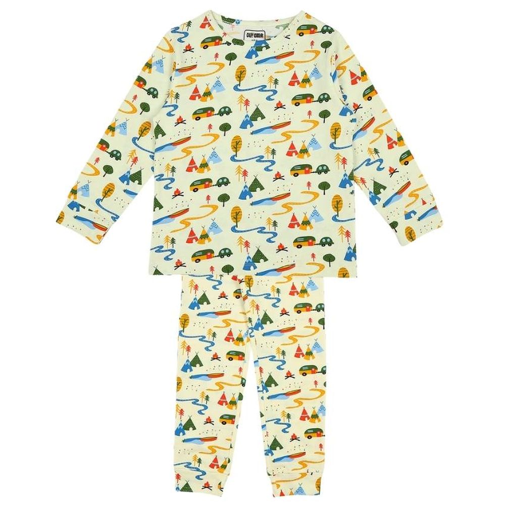 Ola Otter Full Sleeve Nightsuit Happy Camping - 2 Pcs
