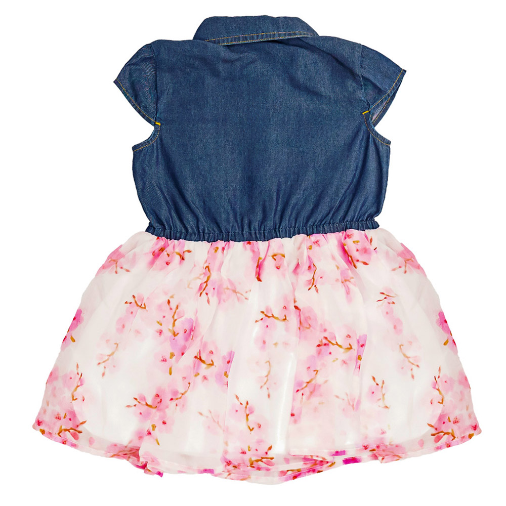 Guess Girl's Mixed Fabric Short Sleeve Dress