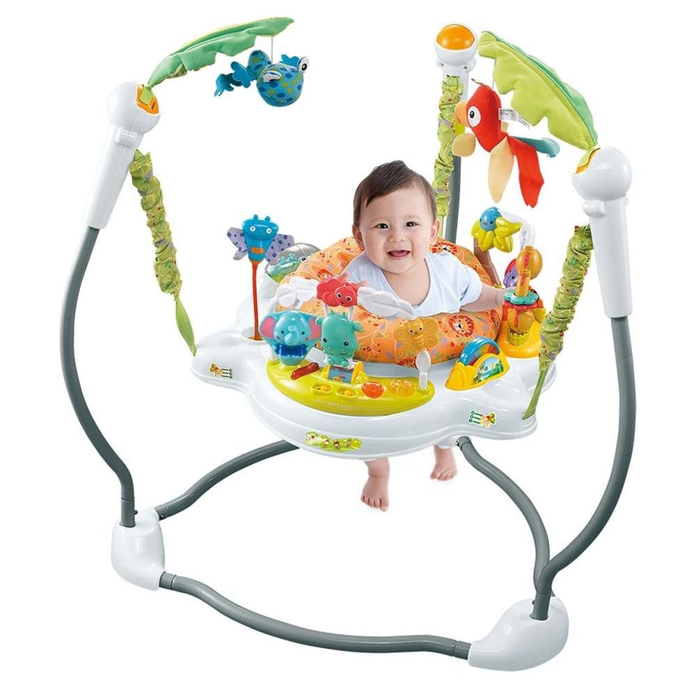 Little Learners - Jungle Jumperoo - 360° Rotating Activity Centre with Lights & Sounds