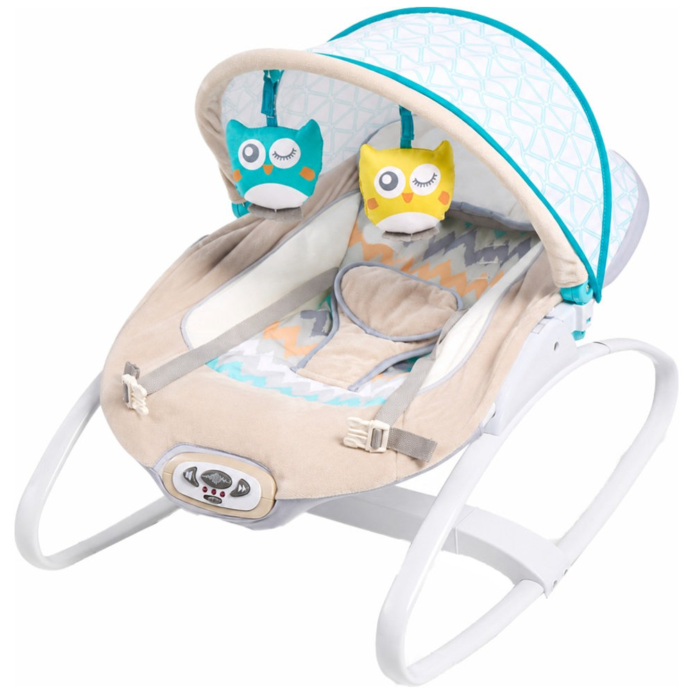Little Learners - Cozy Rocker & Napper with Soothing Vibrations | 2-in-1 Newborn Baby Bouncer & Sleep Seat with Music | Foldable Canopy