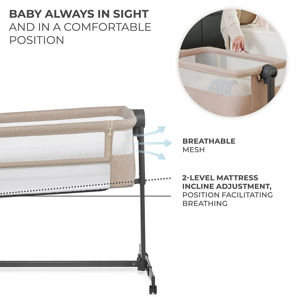Kinderkraft - 2-in-1 Neste Up 2 Bedside Crib - Beige