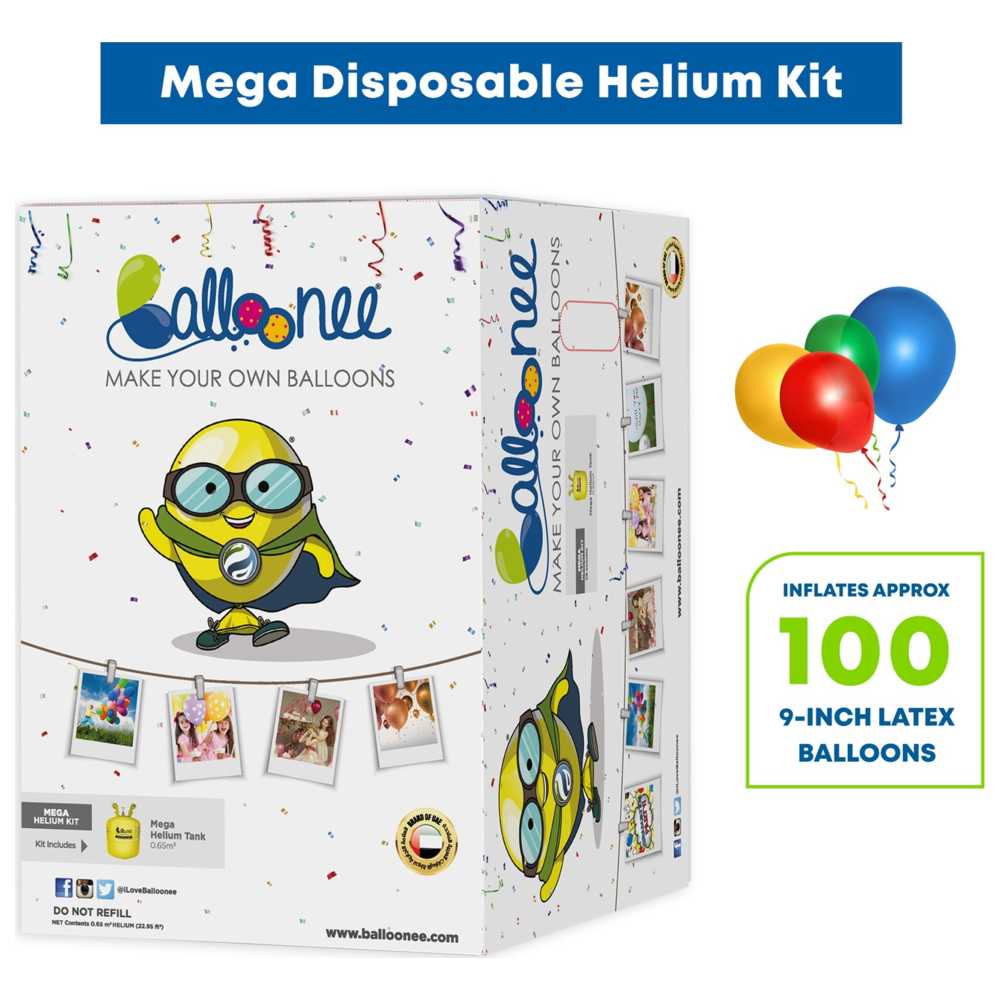 Balloonee - MEGA Disposable Helium Party Kit - 100Pcs