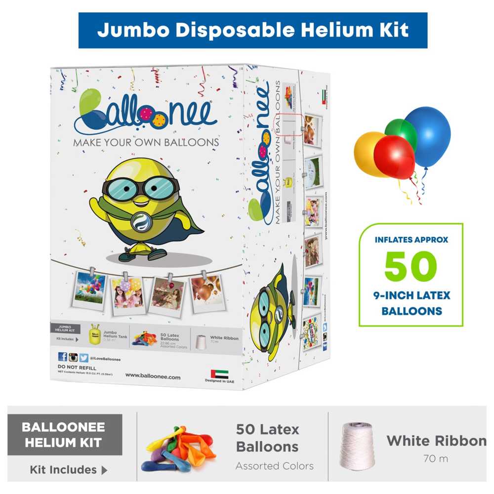 Balloonee - Jumbo Disposable Helium Party Kit
