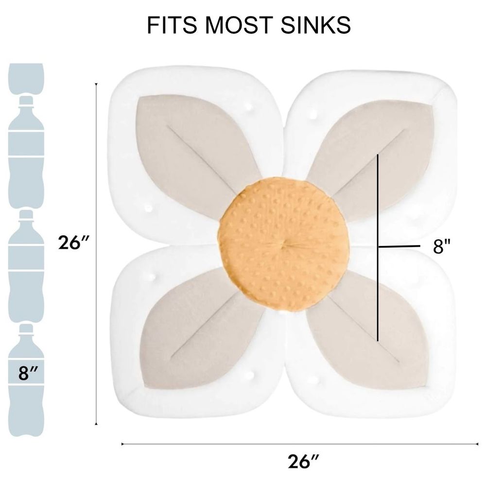Blooming Bath - Lotus With Snaps - Baby Bath Seat - White/Cream/Honey