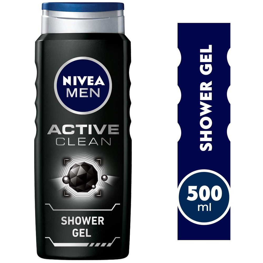 Nivea - 3-In-1 Men Active Clean Charcoal Shower Gel - 500 ml