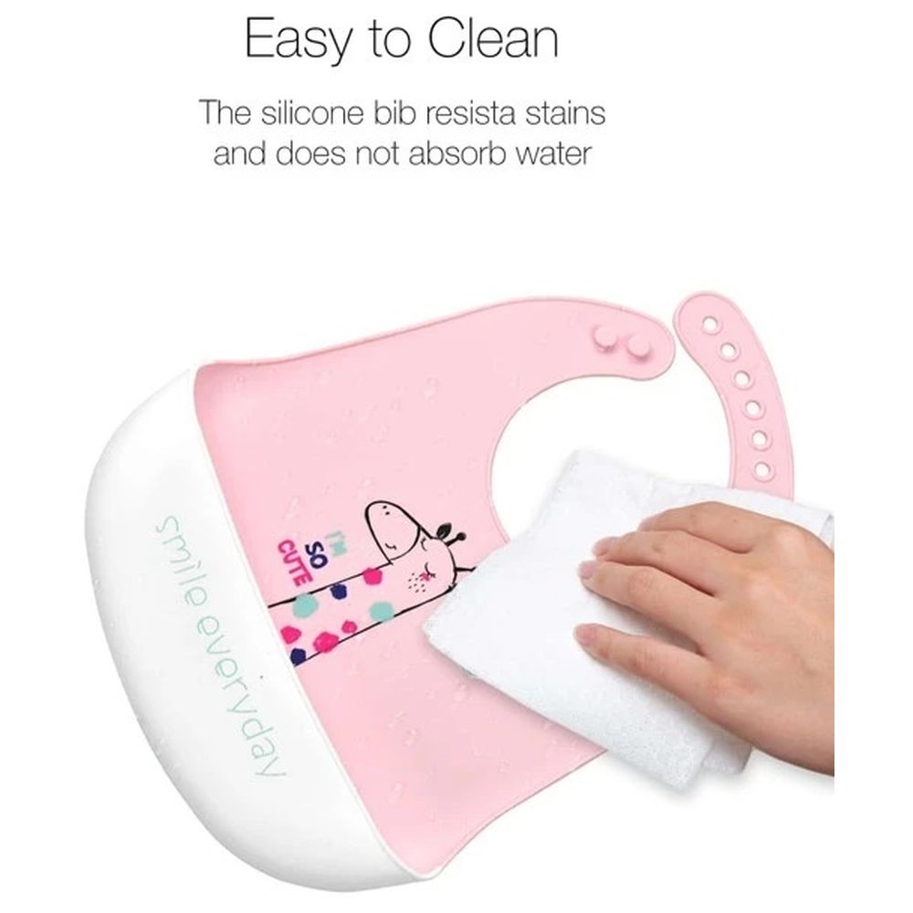 Little Angel Smile Everyday Snow Lover Baby Silicon Bib - Pink/White