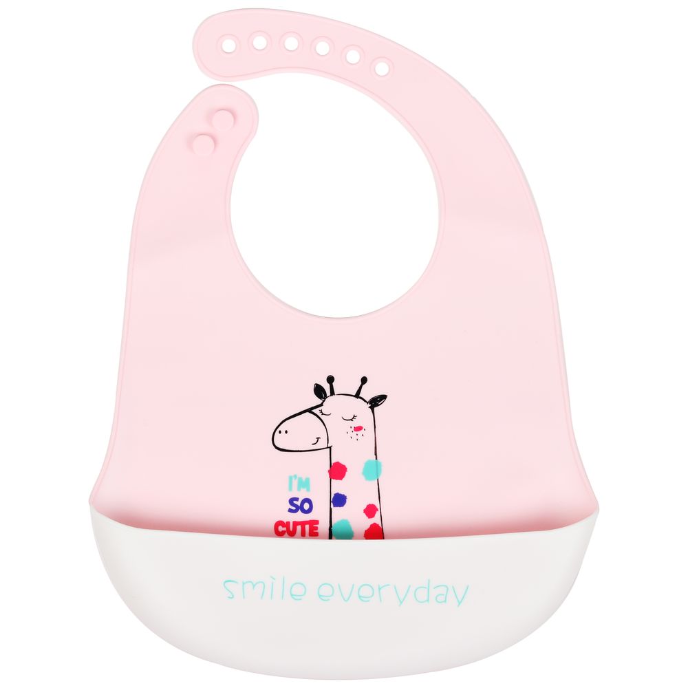 Little Angel I'M So Cute Silicone Baby Bib For Infant - Pink/White