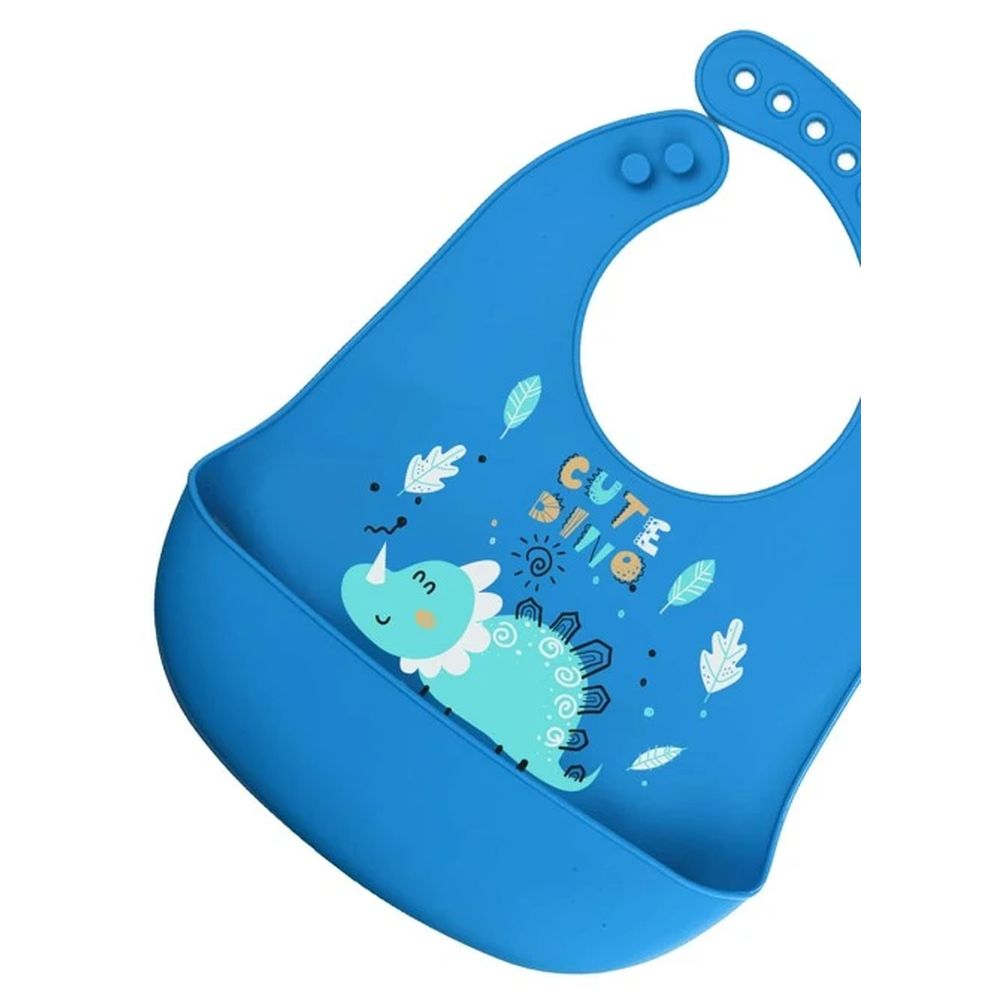 Little Angel Cute Dino Silicone Baby Bib For Infant - Blue