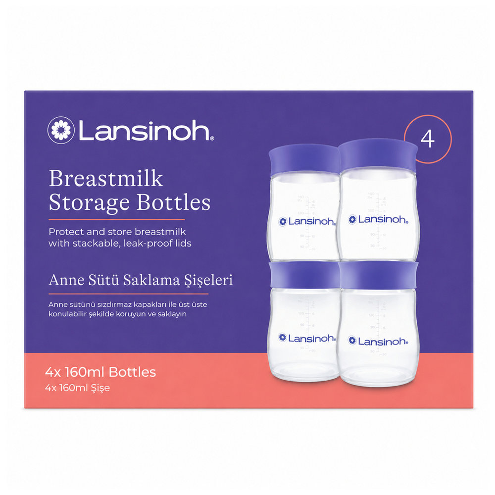 Lansinoh - Breastmilk Storage Bottles 160ml - Pack of 4