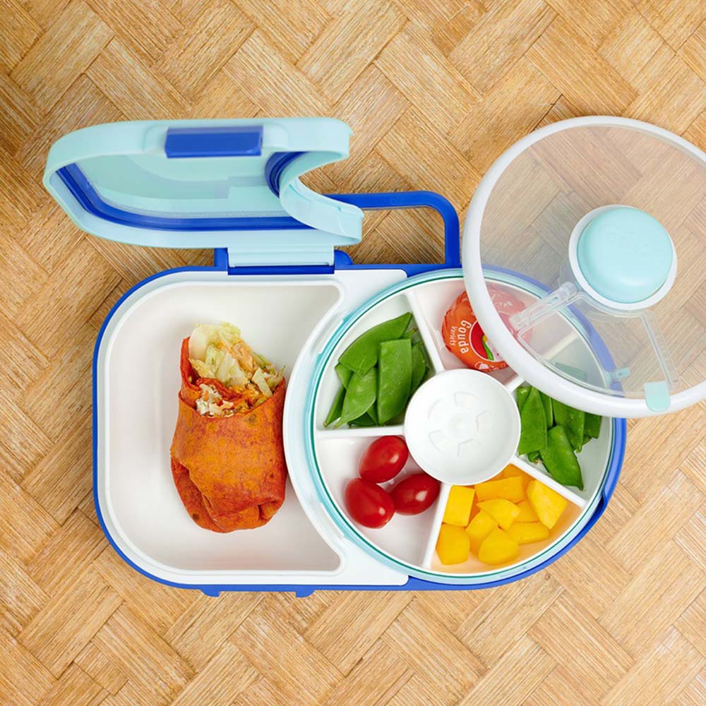 Gobe - 5 Compartments Lunchbox With Detachable Snack Box - Blue