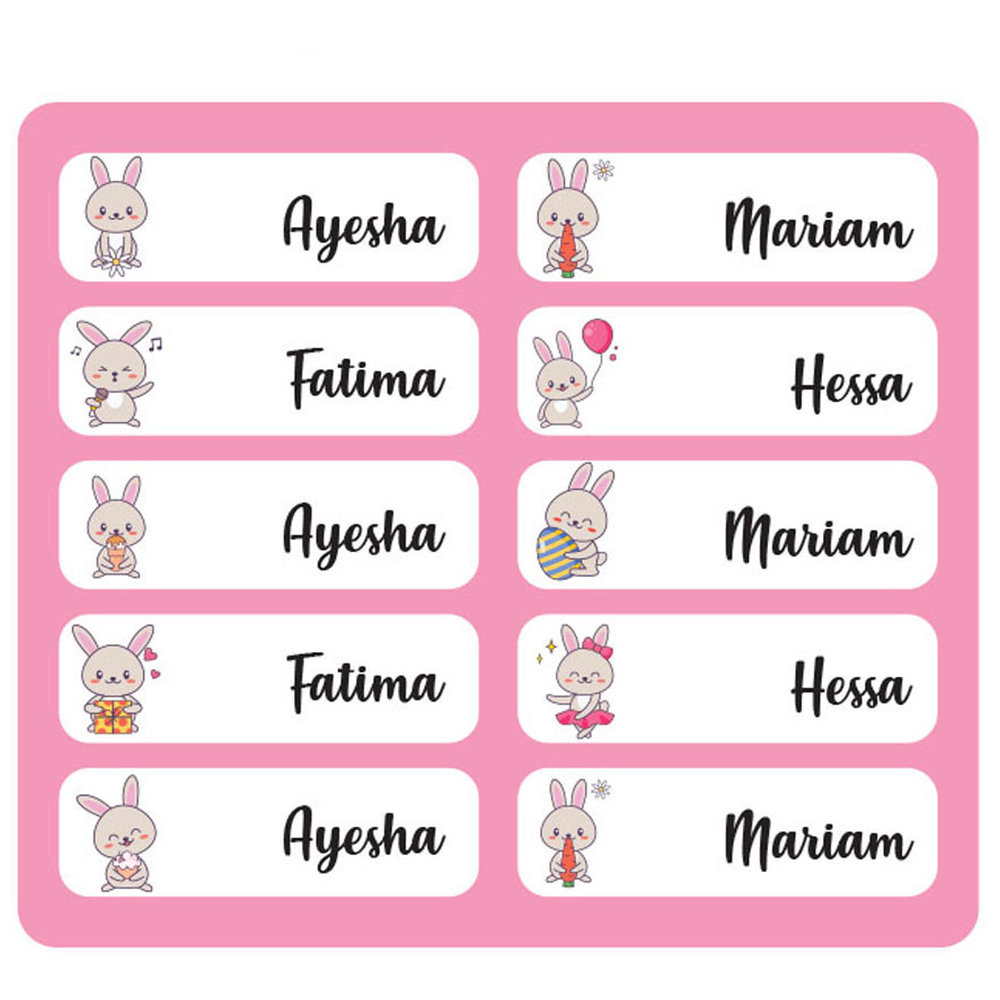 Printshop - Waterproof Personalised Labels - Pack of 84 - Bunny