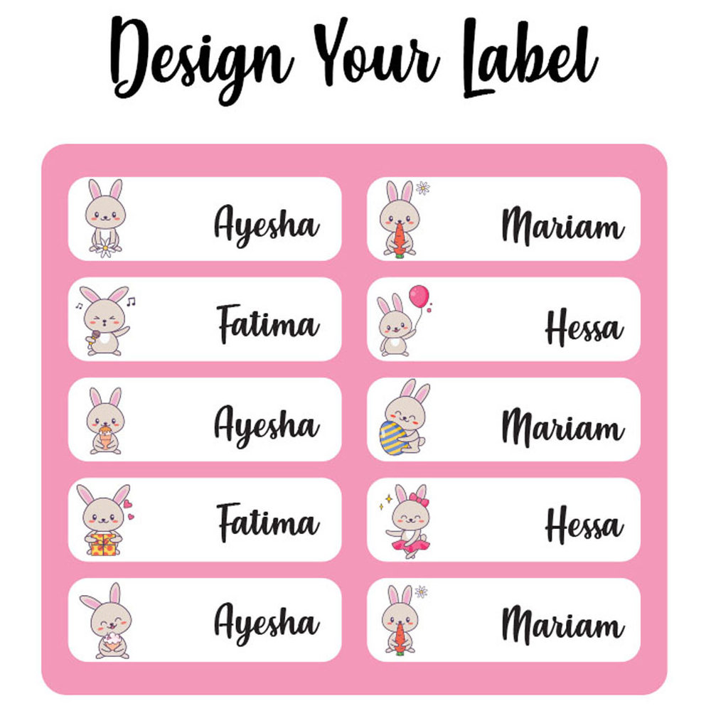 Printshop - Waterproof Personalised Labels - Pack of 84 - Bunny