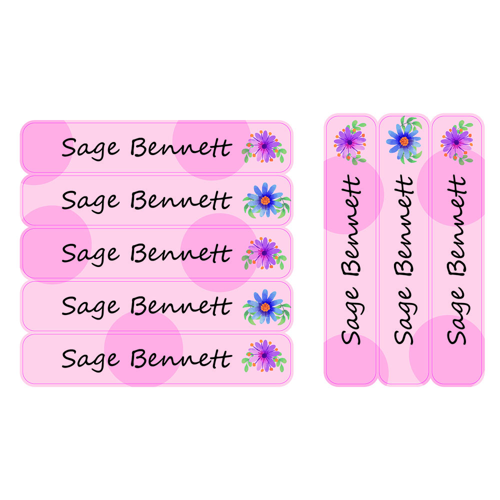 Ladybug Labels - Personalized Waterproof Large Labels - Vector Flower - 30pcs
