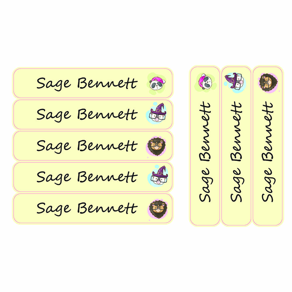 Ladybug Labels - Personalized Waterproof Large Labels - Sleepy Panda - 30pcs