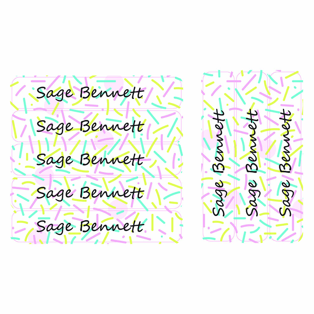 Ladybug Labels - Personalized Waterproof Large Labels - White Confetti - 30pcs