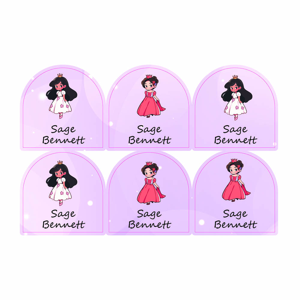 Ladybug Labels - Personalized Shoe Labels - Rose Princess - 12pcs
