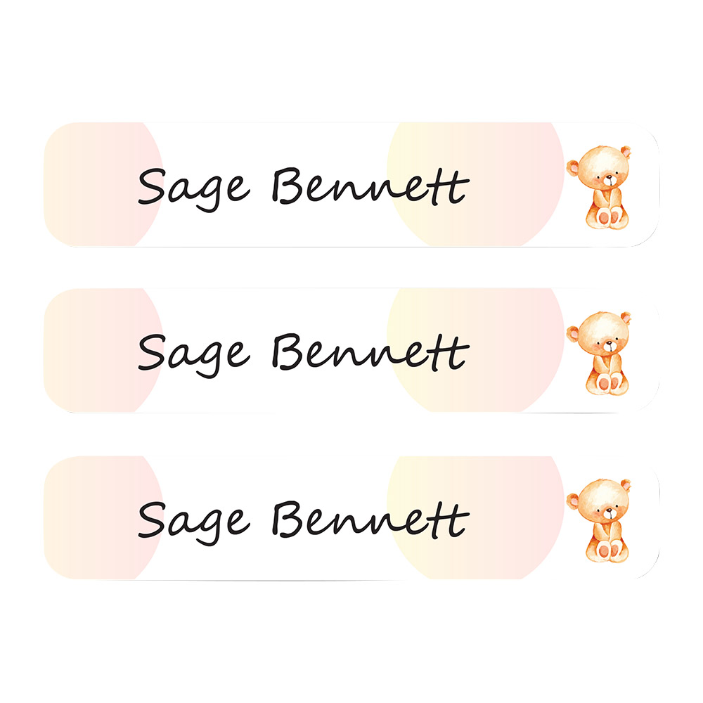 Ladybug Labels - Personalized Waterproof Labels - Teddy Bear - 111pcs
