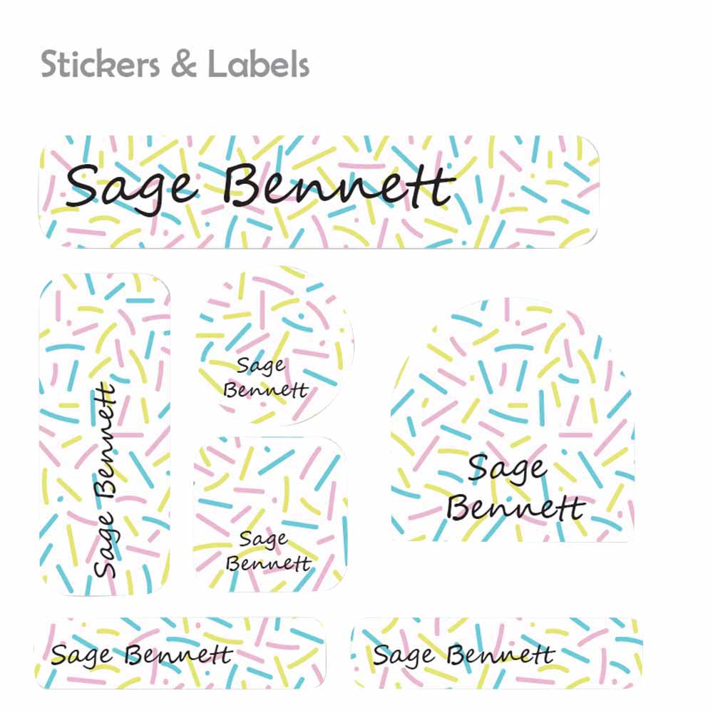 Ladybug Labels - Personalized Waterproof Labels - White Confetti - 111pcs
