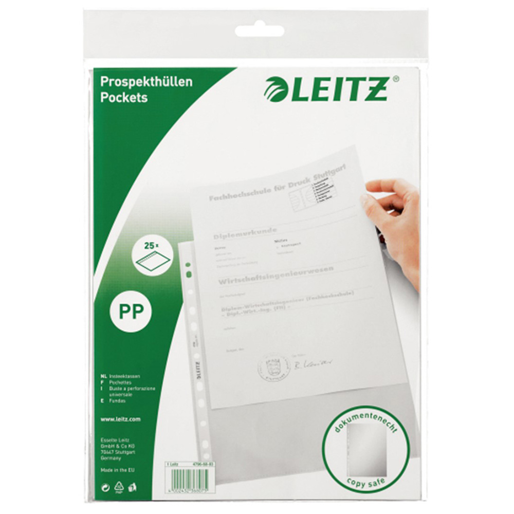 Leitz - A4 Standard Document Wallets - Clear - 25pcs